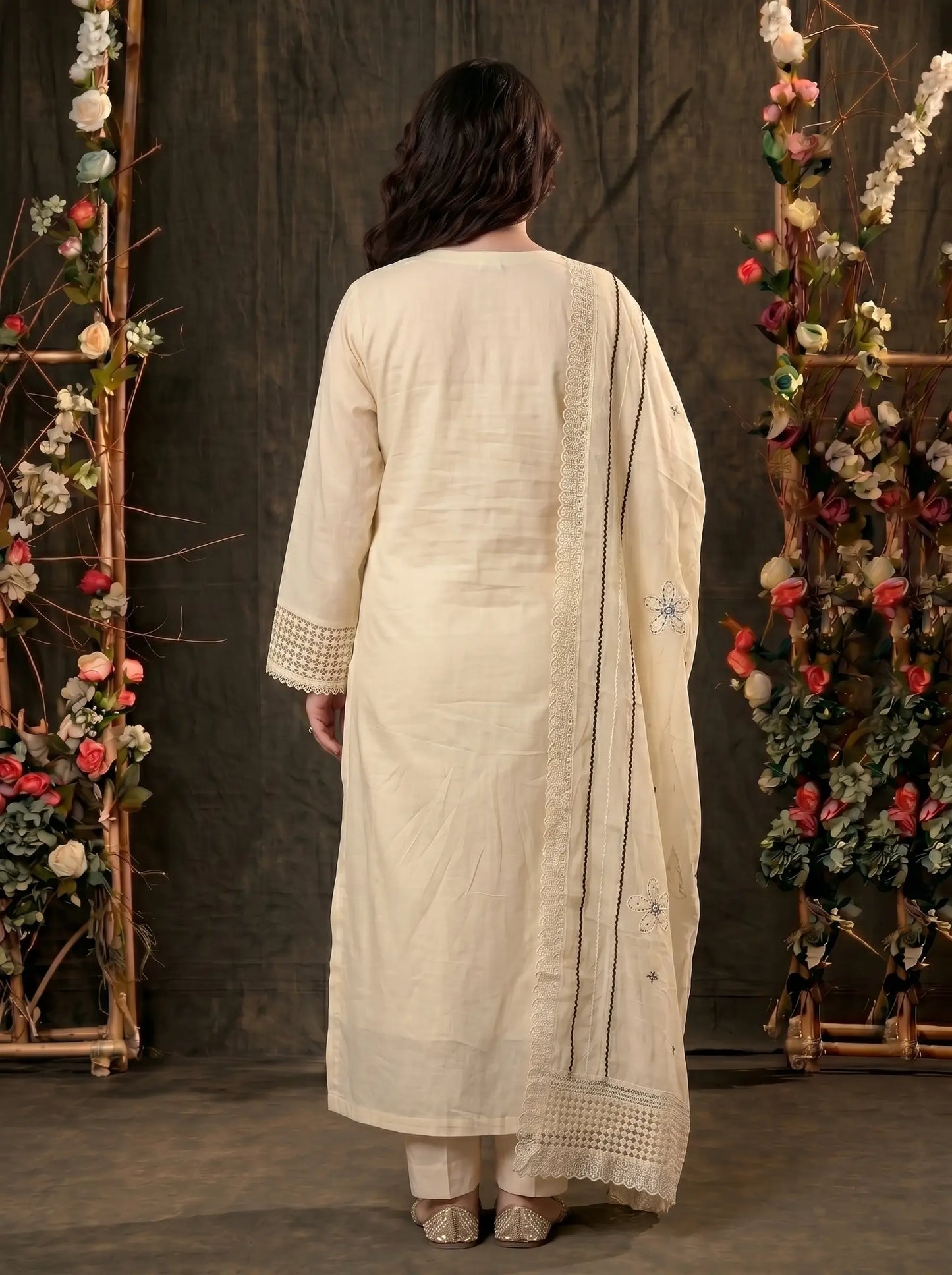 Designer Light Yellow Pakistani Zut Mull Cotton Suit with Elegant Black Detailing