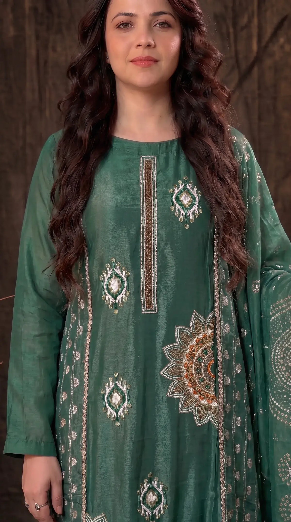 Premium Designer Green Tissue Suit with Elegant Dupatta