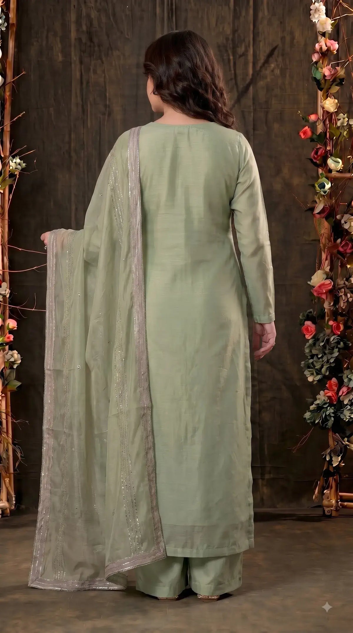 Premium Designer Sage Green Suit in Soft Tissue Fabric