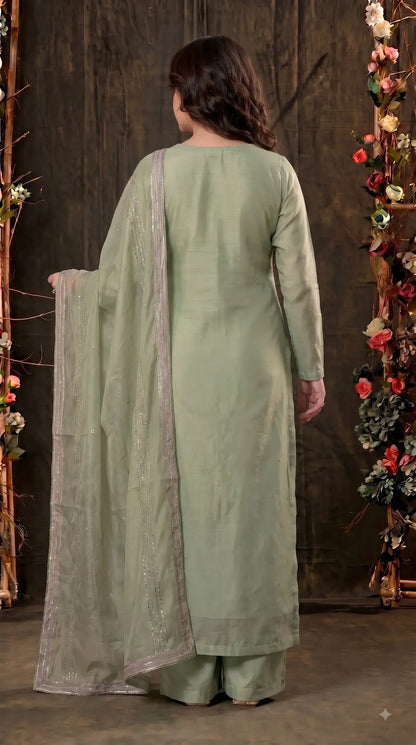 Premium Designer Sage Green Suit in Soft Tissue Fabric