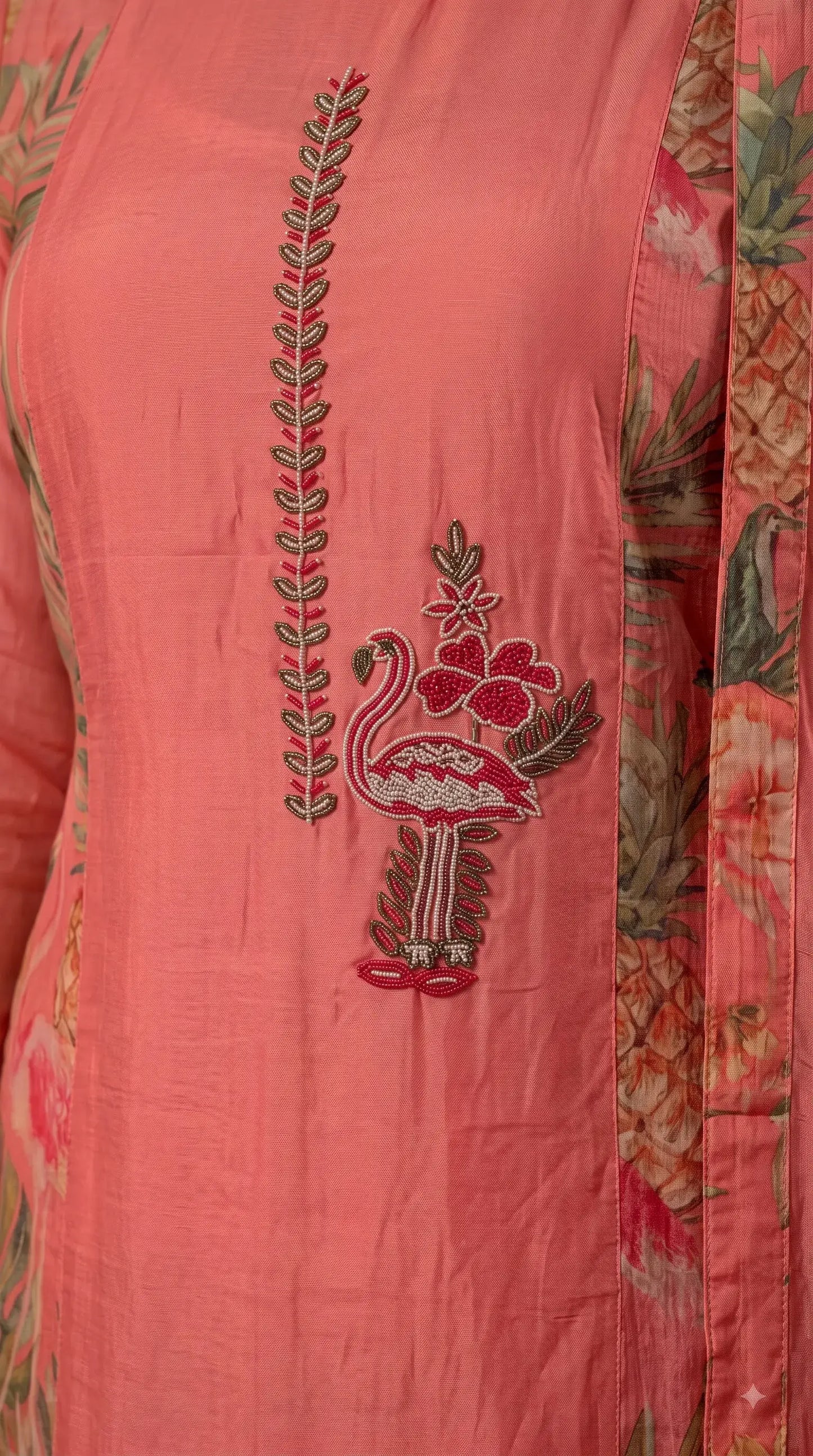 Premium Designer Soft Coral Pink Suit in Soft Shimmer Fabric