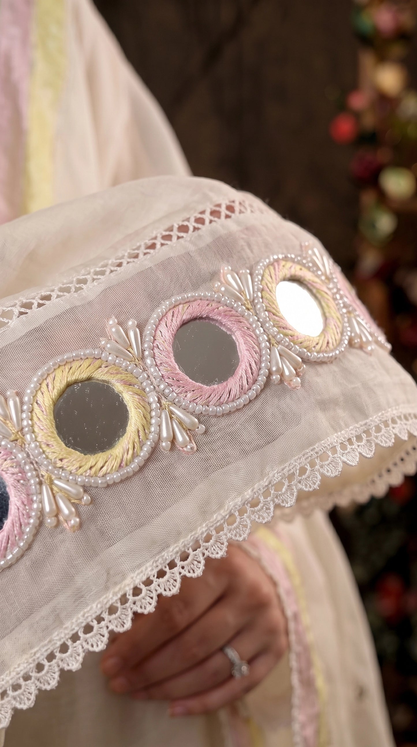 Designer Pakistani Suit with Mirror Embroidery & Soft Cotton Dupatta