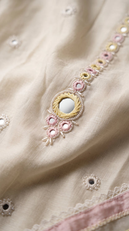 Designer Pakistani Suit with Mirror Embroidery & Soft Cotton Dupatta