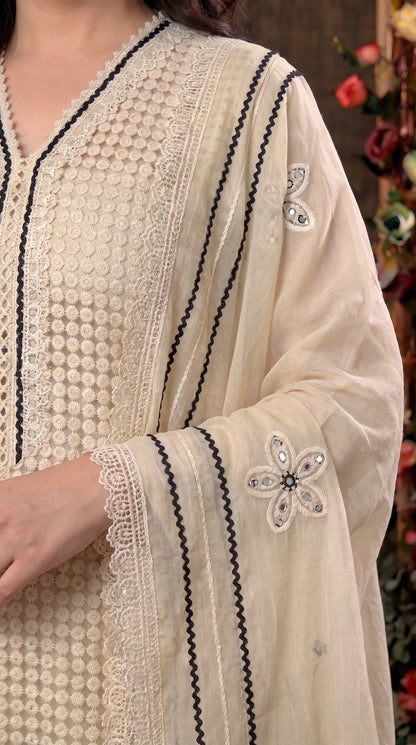Premium Light Yellow Pakistani Zut Mull Cotton Suit with Elegant Black Embroidery