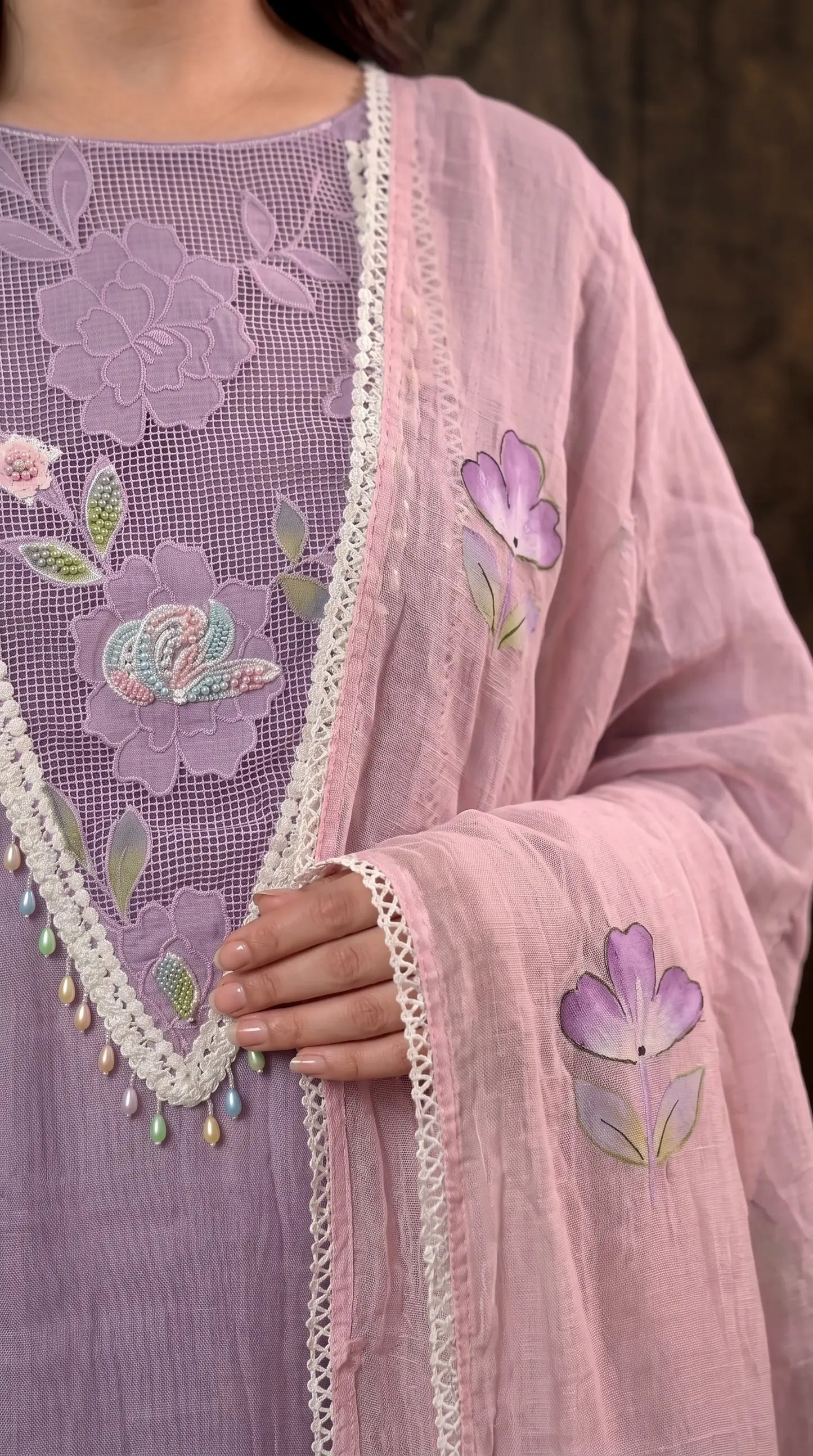 Lilac Bloom Premium Designer Suit with Boutique-Style Finish