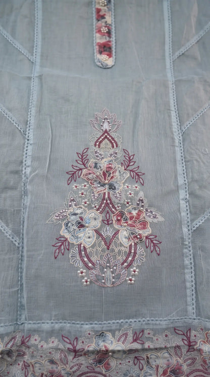Floral Embroidered sky blue Suit with Pearl Handwork