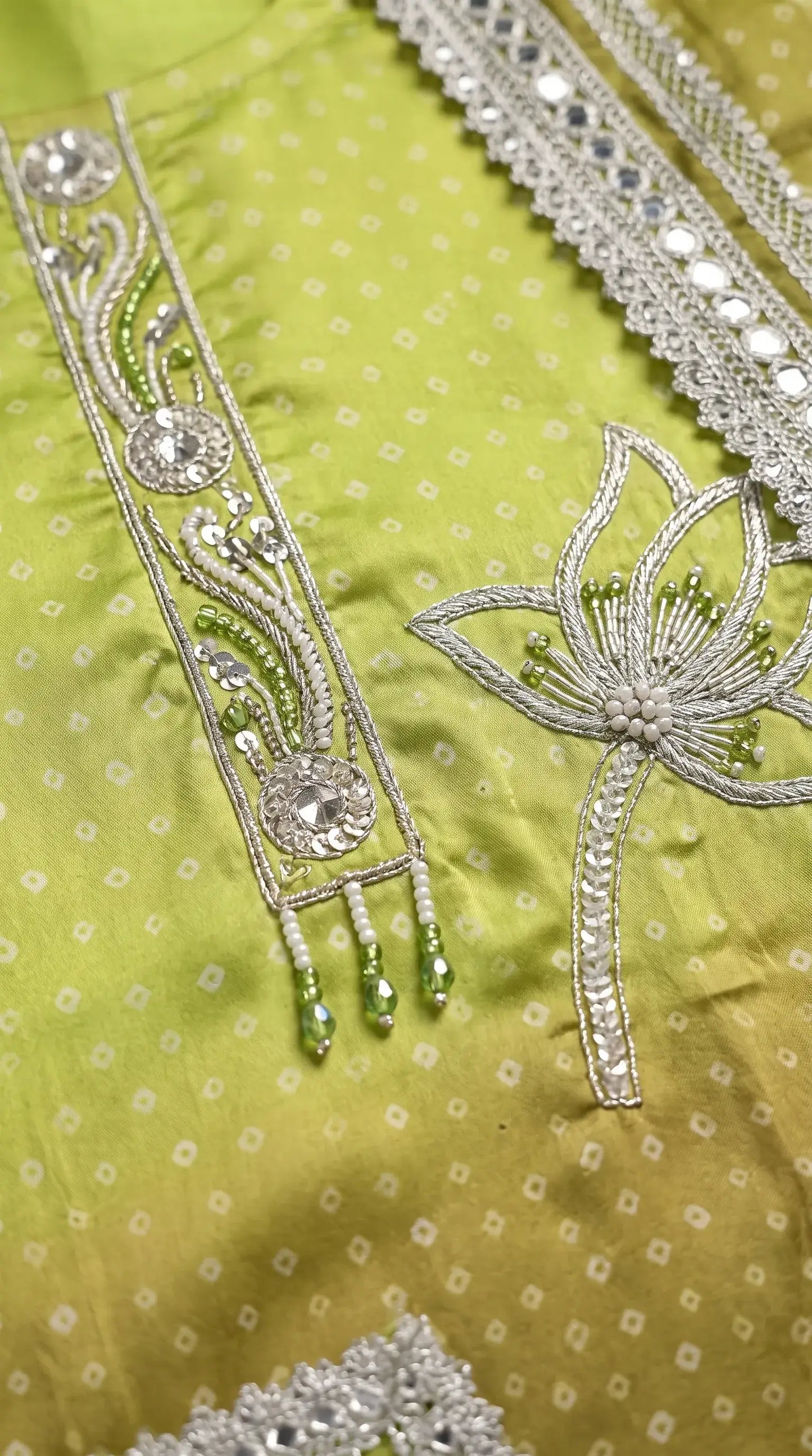 Parrot Green Premium Crepe Designer Suit