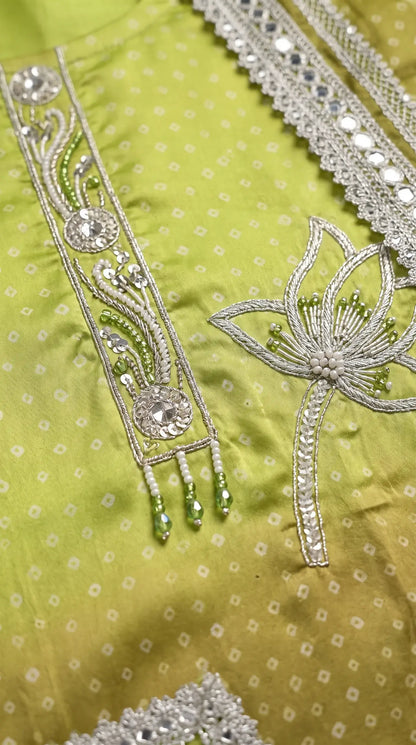 Parrot Green Premium Crepe Designer Suit