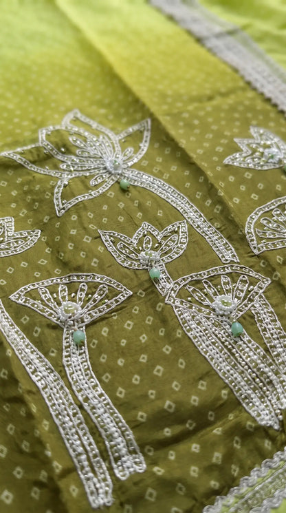 Parrot Green Premium Crepe Designer Suit