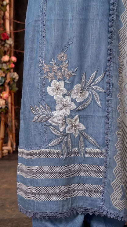 Powder Blue Premium Soft-Fabric Designer Suit