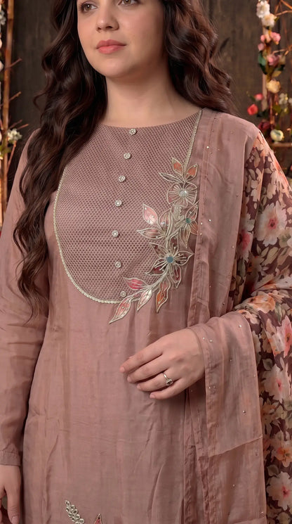 Dusty Rose Floral Designer Suit