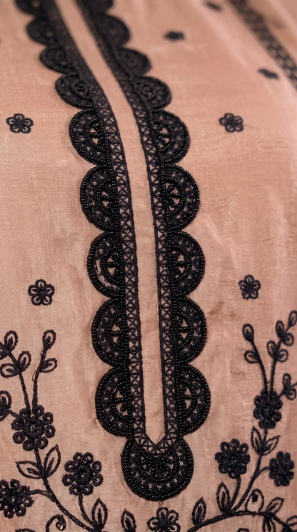 Premium Designer Blush Pink & Black Tissue Suit