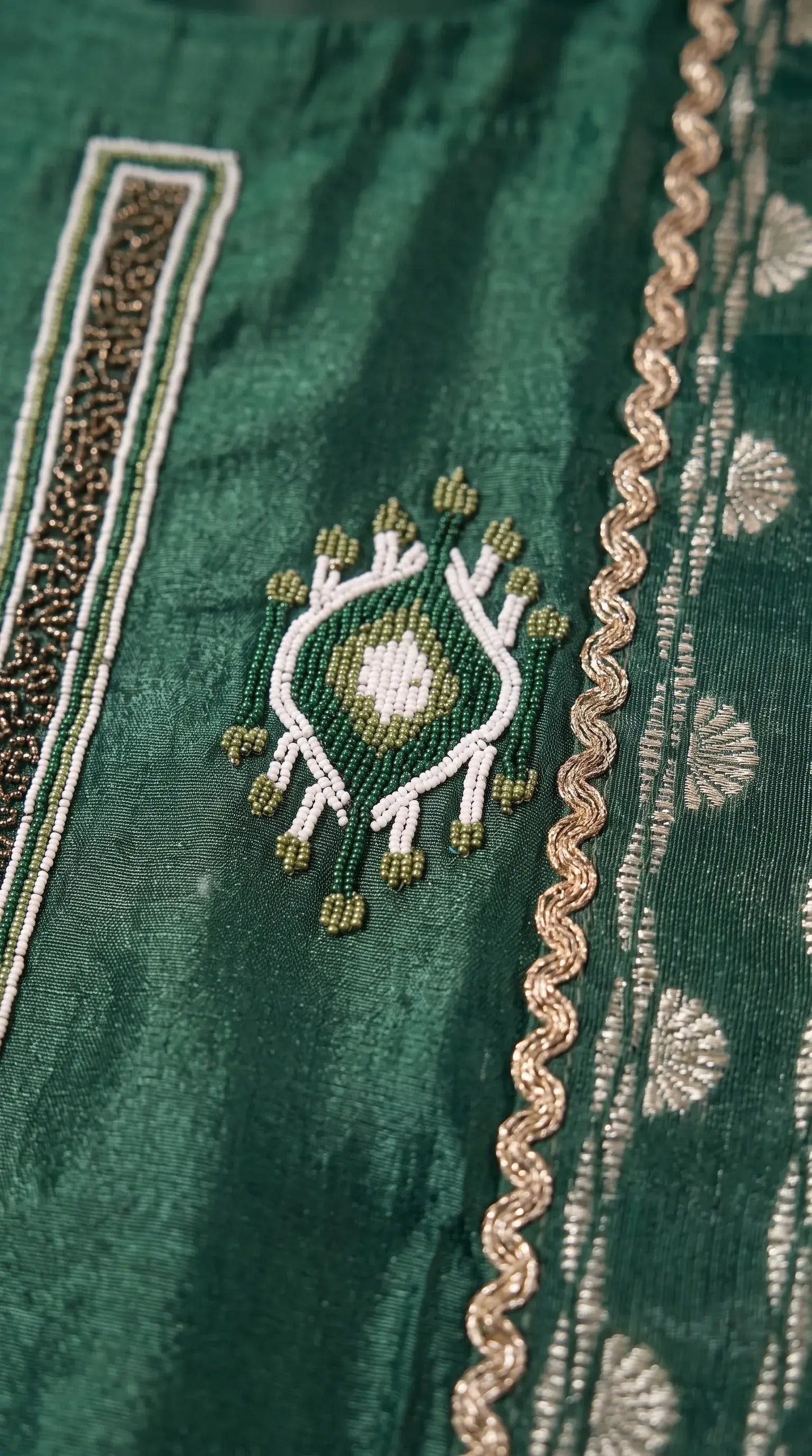 Premium Green Tissue Designer Suit with Elegant Dupatta