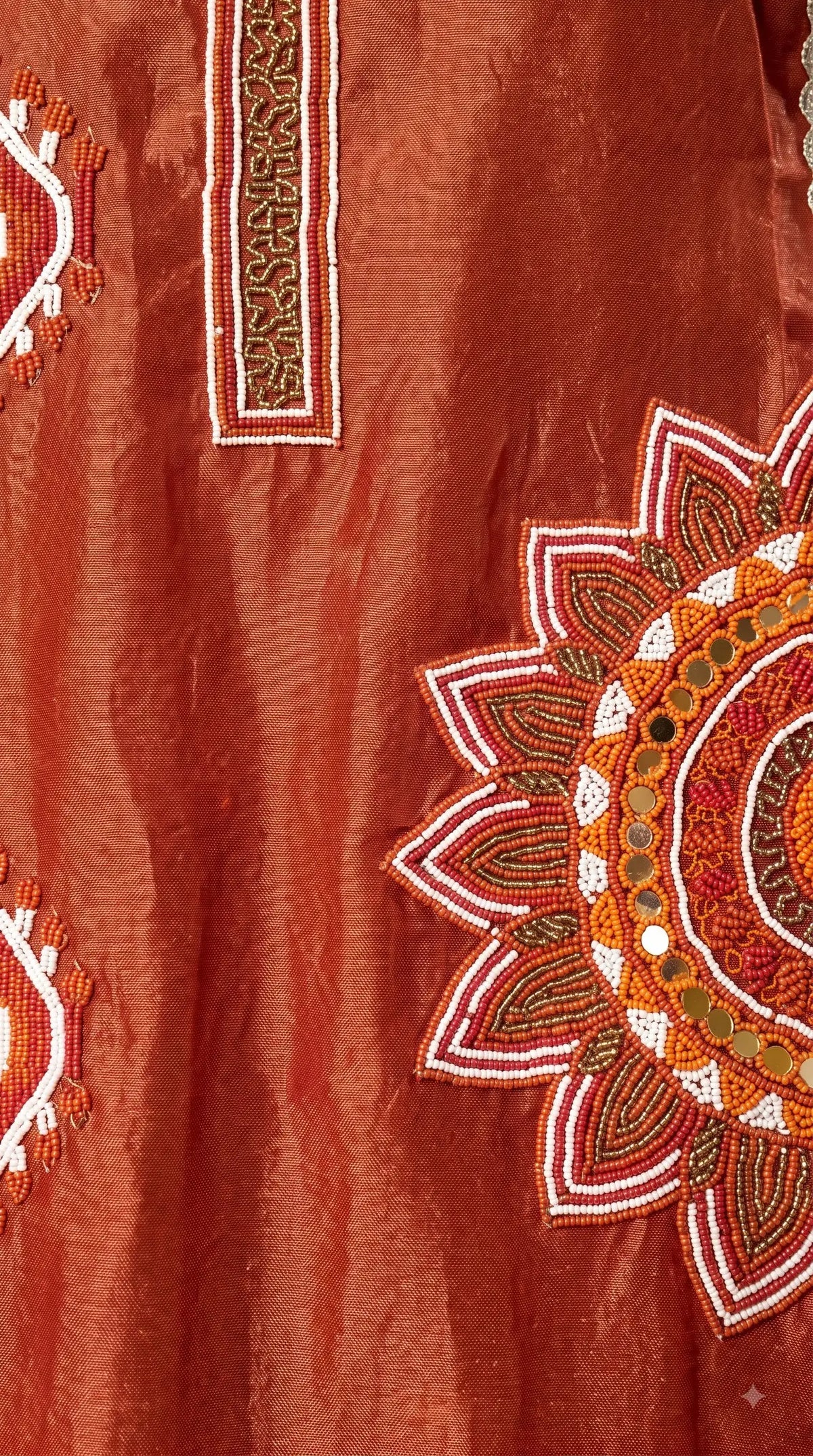 Premium Designer Rust Tissue Suit with Hand-Beaded Embroidery