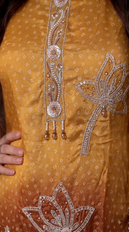 Premium Designer Mustard Ombre Pakistani Suit