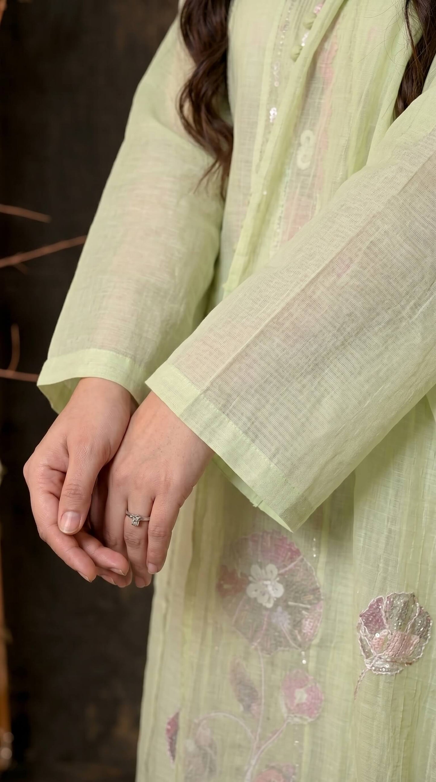 Festive Floral Mull Cotton Pakistani Suit with Floral Sequin Work