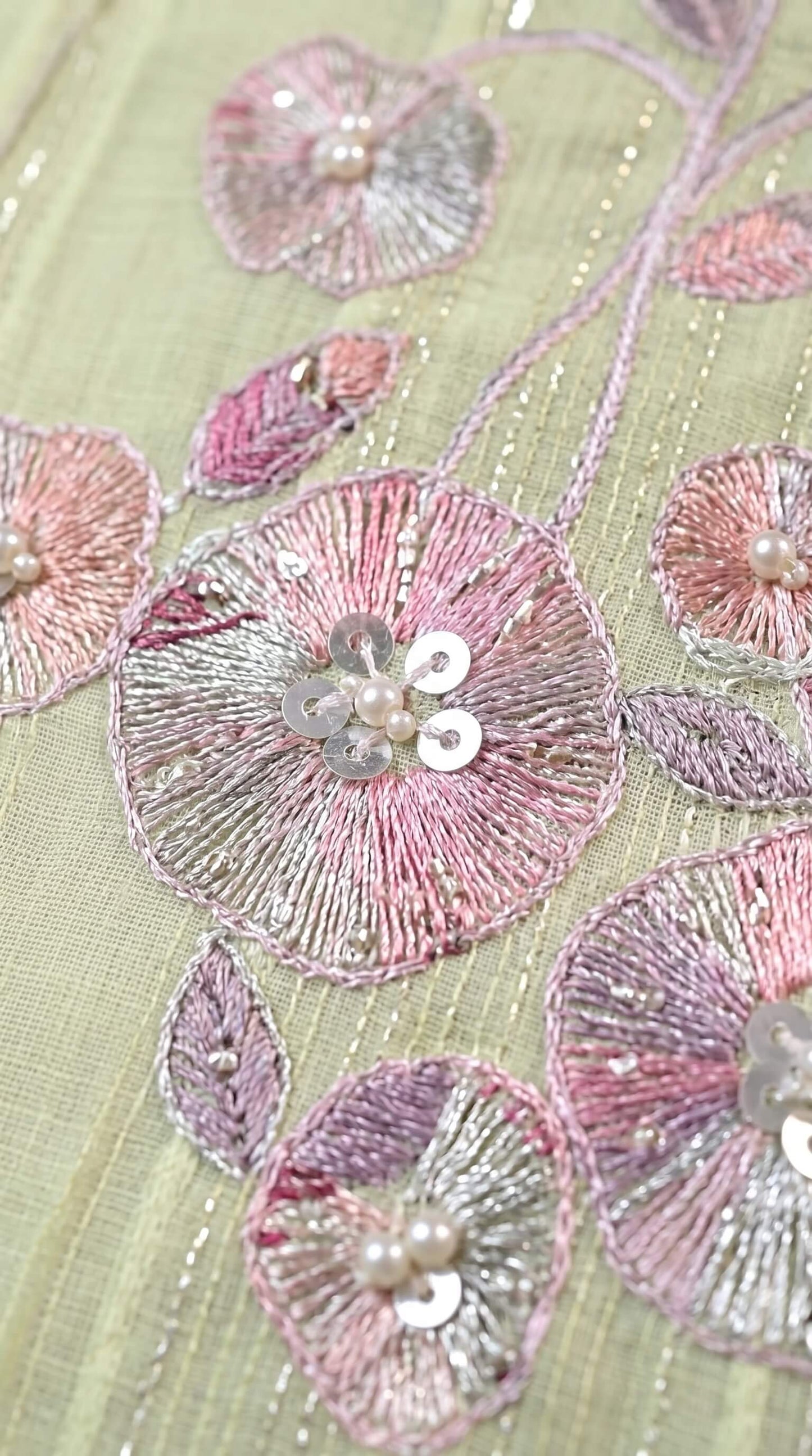 Festive Floral Mull Cotton Pakistani Suit with Floral Sequin Work