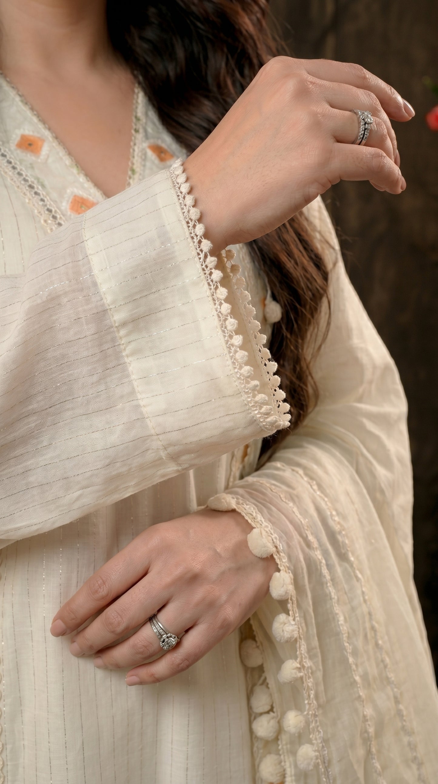 Premium Pakistani Mull Cotton Suit with Mirror & Thread Work