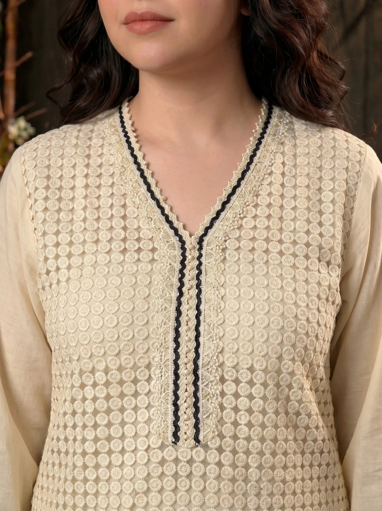 Designer Light Yellow Pakistani Zut Mull Cotton Suit with Elegant Black Detailing
