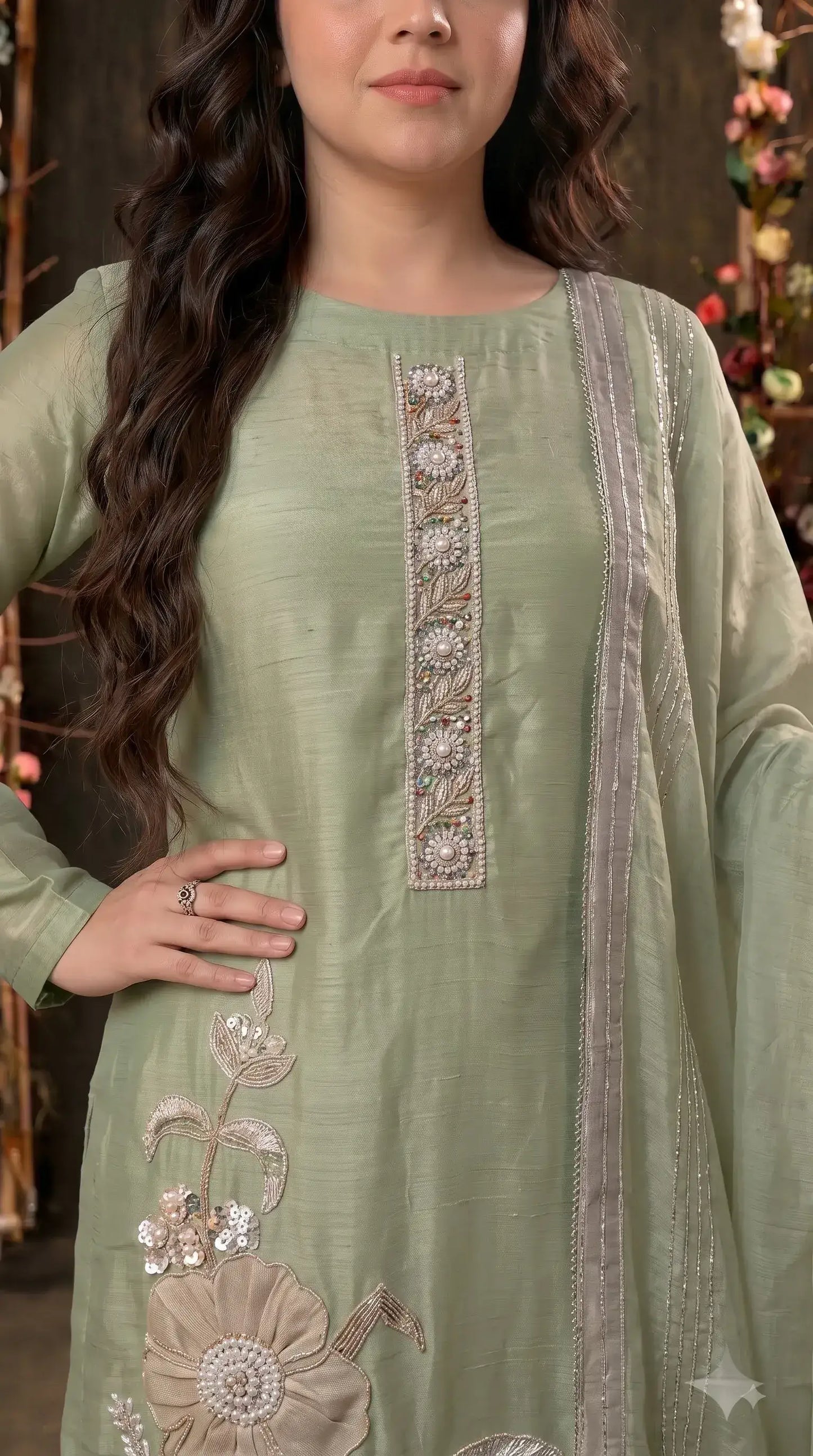 Premium Designer Sage Green Suit in Soft Tissue Fabric
