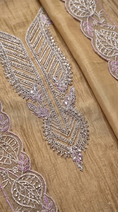 Premium Designer Champagne Gold Suit with Pearl, Cutdana & Zari Work