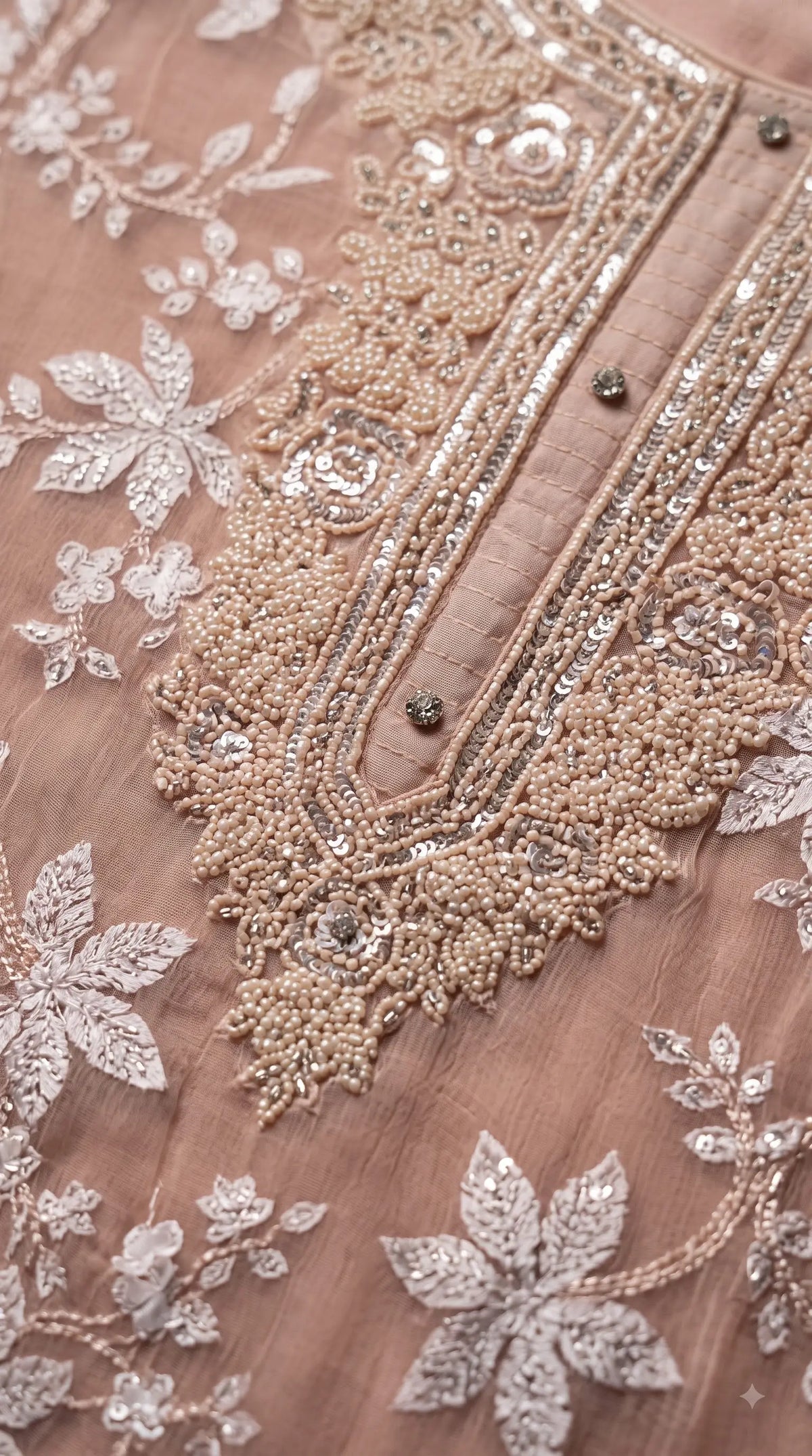 Premium Designer Blush Pink Soft Chiffon Suit with Elegant Applique Floral Work & Graceful Dupatta