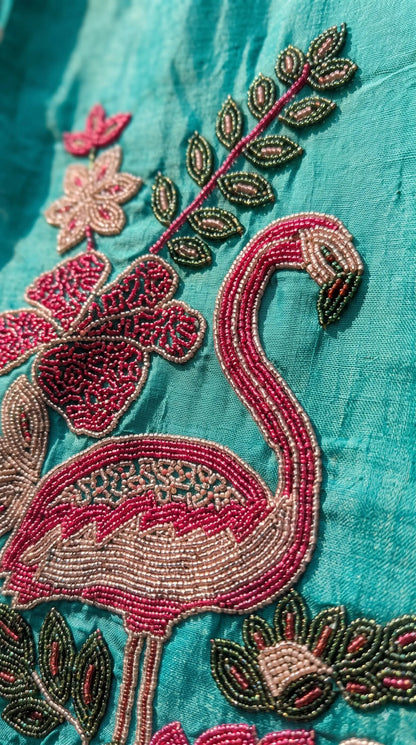 Premium Designer Aqua Turquoise Suit in Soft Shimmer Fabric