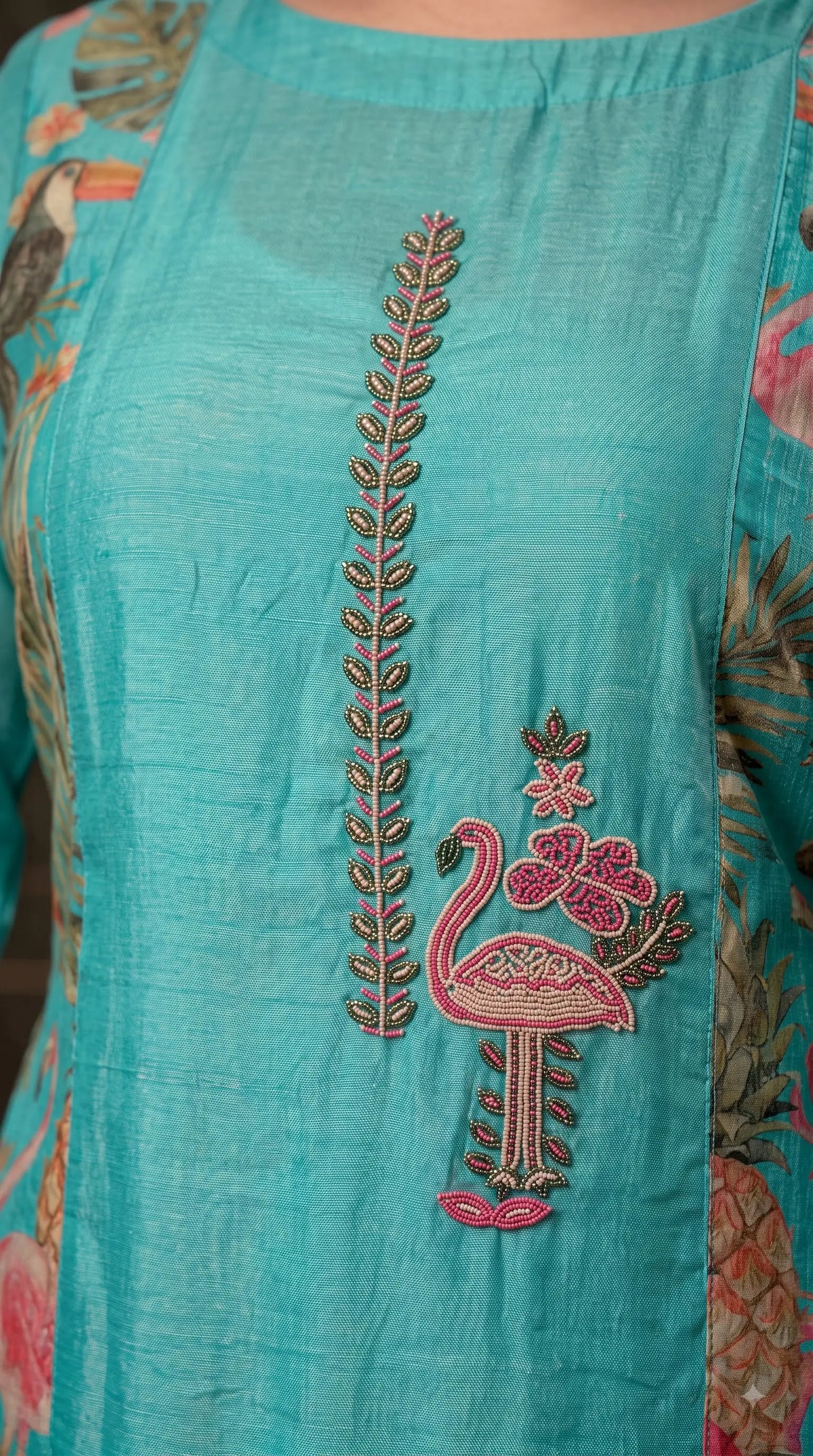 Premium Designer Aqua Turquoise Suit in Soft Shimmer Fabric