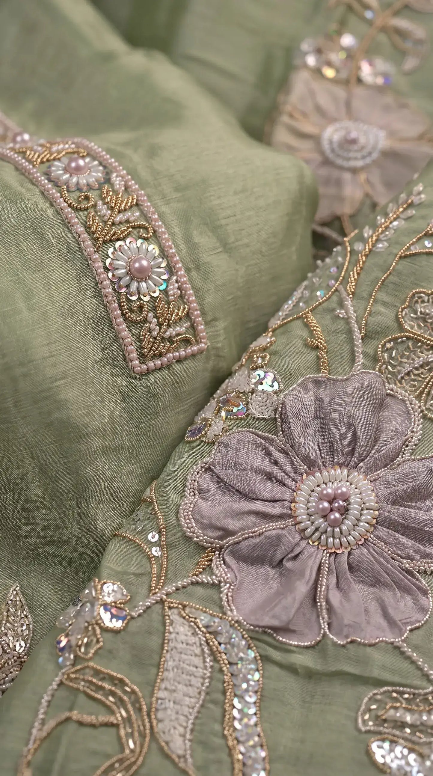 Premium Designer Sage Green Suit in Soft Tissue Fabric
