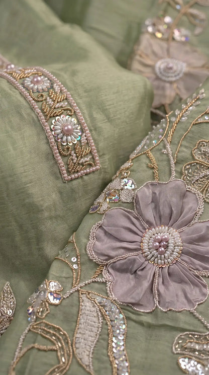 Premium Designer Sage Green Suit in Soft Tissue Fabric