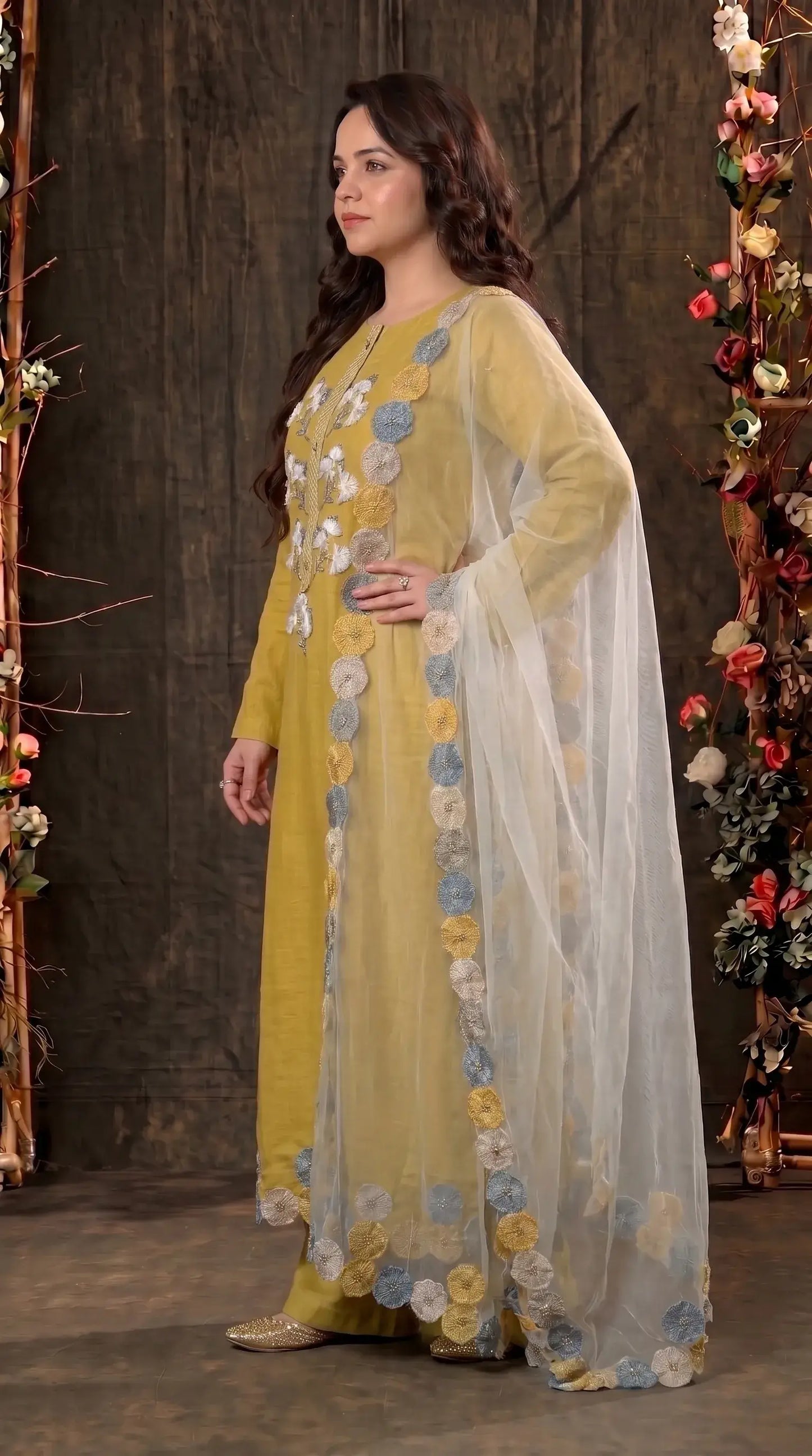 Mustard Yellow Designer Cotton Suit with Boutique Finish