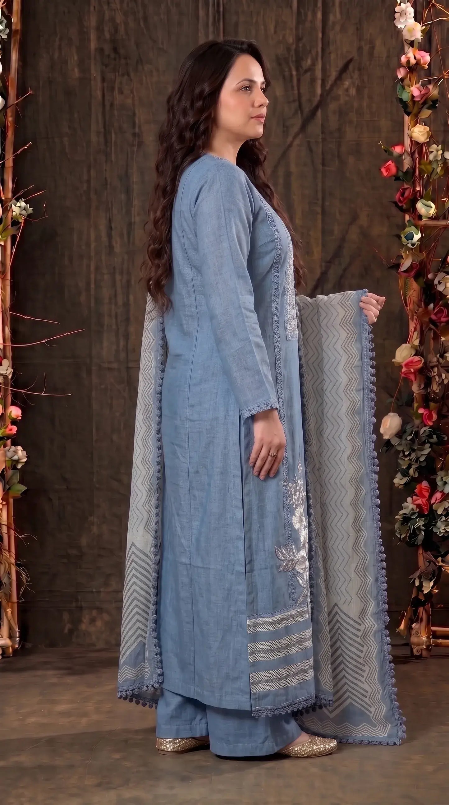Powder Blue Premium Soft-Fabric Designer Suit