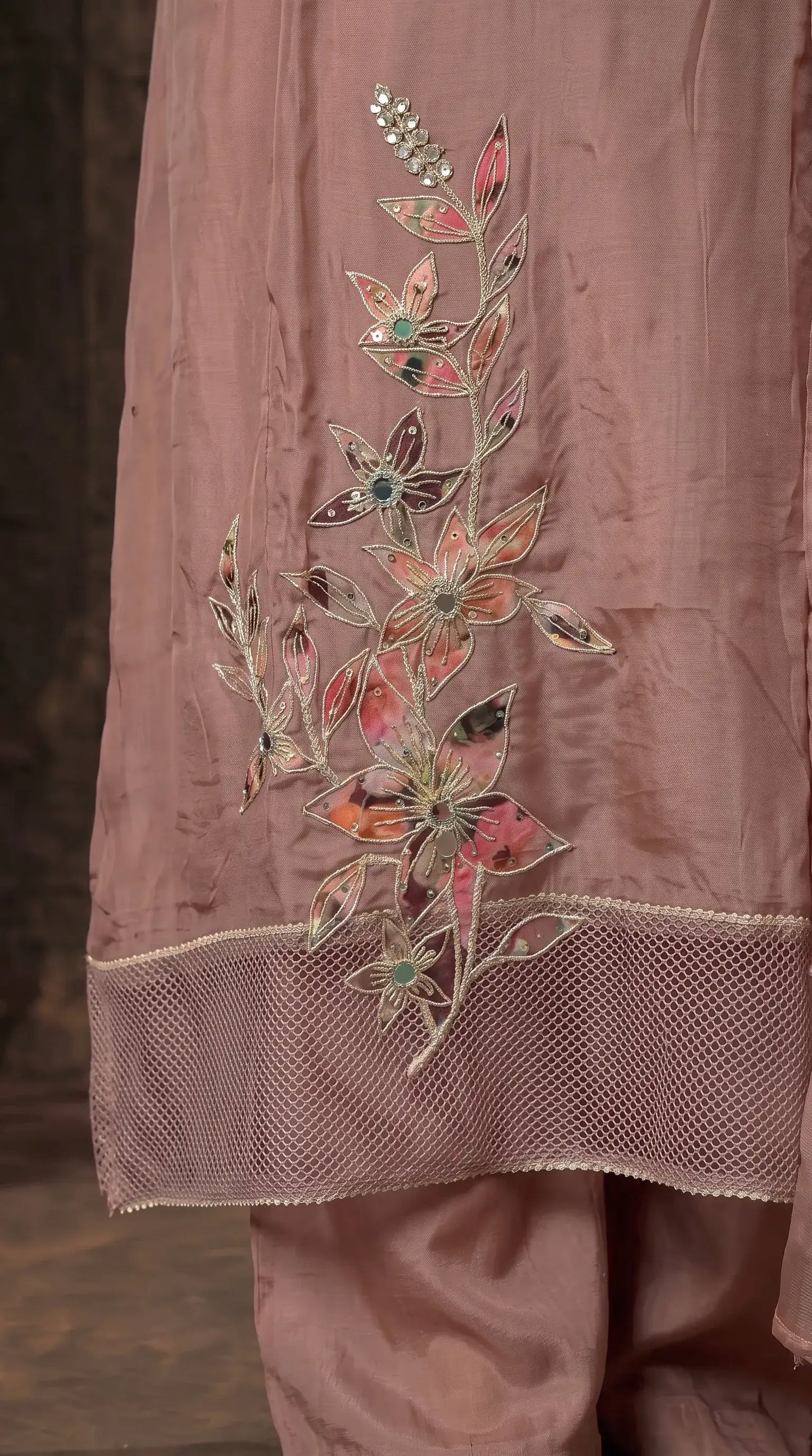 Dusty Rose Floral Designer Suit