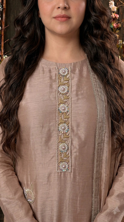 Premium Designer Blush Red Pakistani Suit in Very Soft Tissue Fabric with Elegant Floral Work