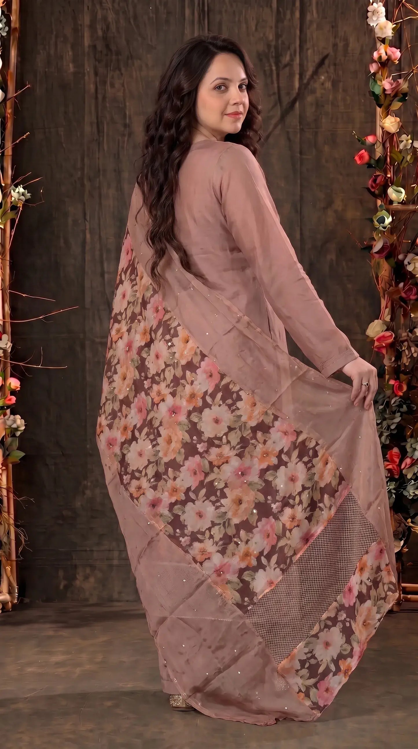 Dusty Rose Floral Designer Suit