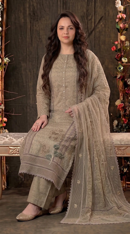 Elegant Taupe Premium Soft-Fabric Designer Suit