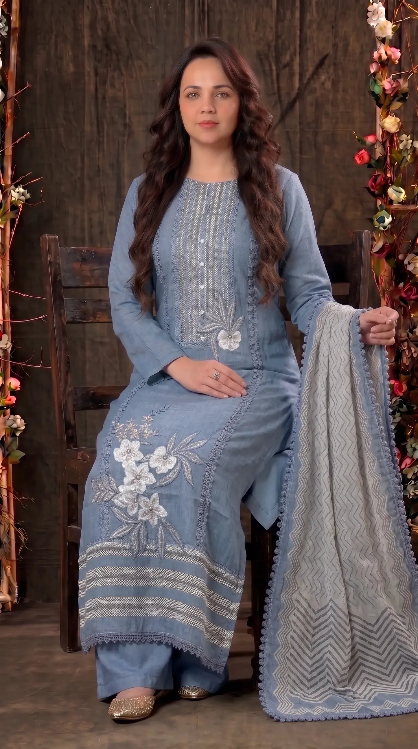 Powder Blue Premium Soft-Fabric Designer Suit