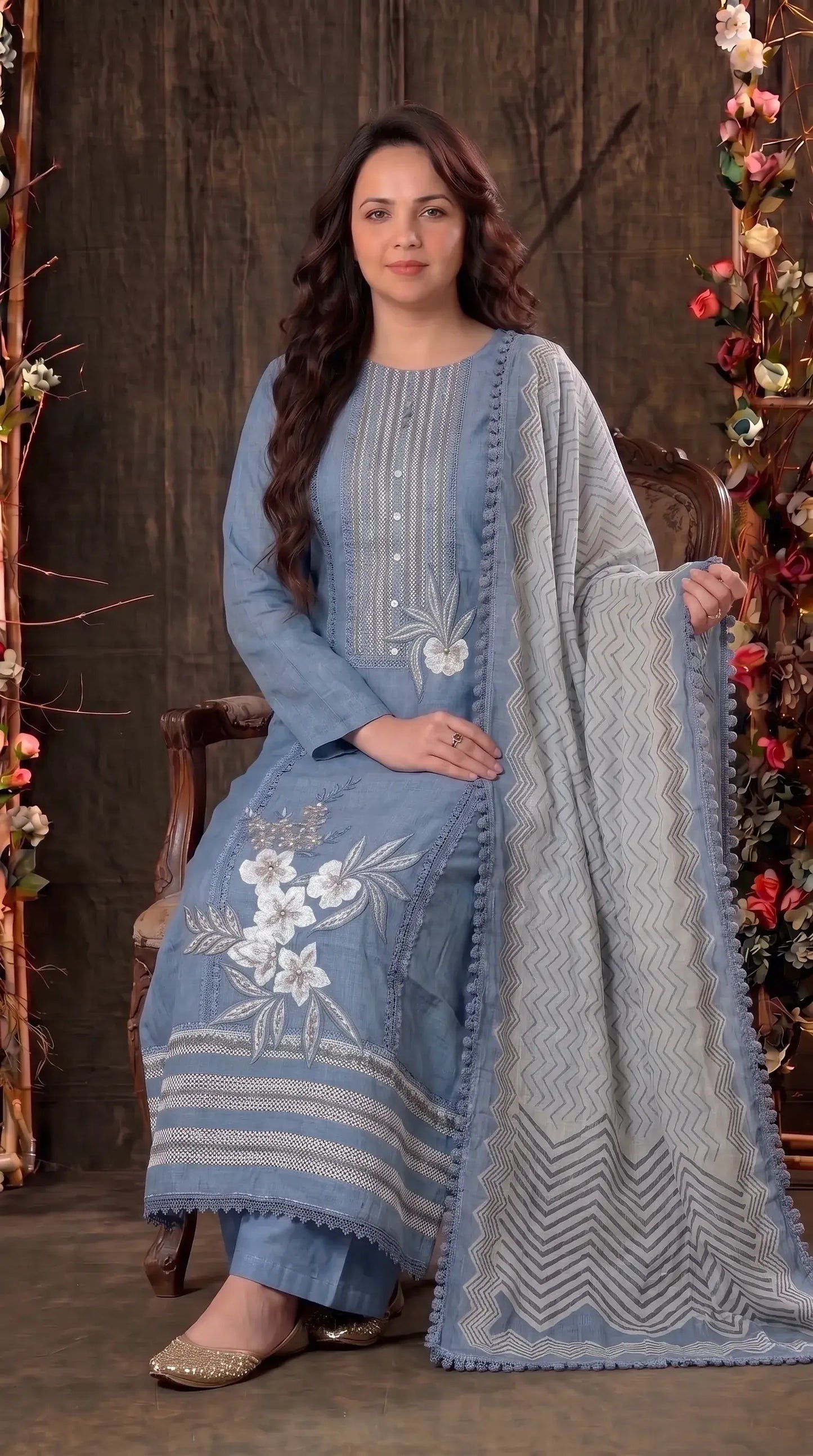 Powder Blue Premium Soft-Fabric Designer Suit