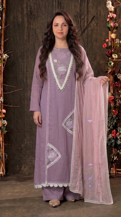 Lilac Bloom Premium Designer Suit with Boutique-Style Finish