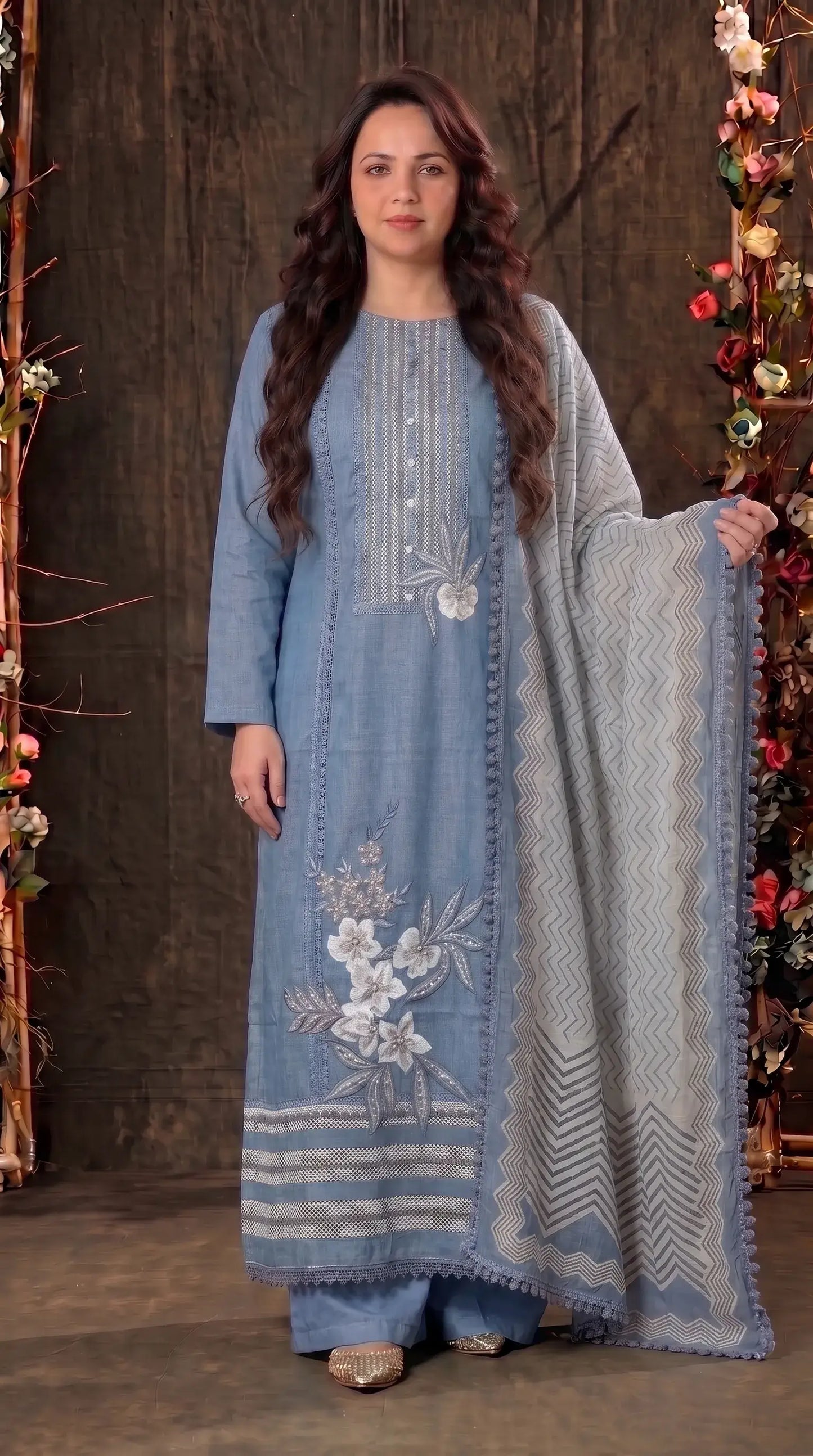 Powder Blue Premium Soft-Fabric Designer Suit