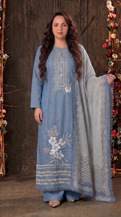 Powder Blue Premium Soft-Fabric Designer Suit
