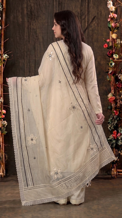Premium Light Yellow Pakistani Zut Mull Cotton Suit with Elegant Black Embroidery