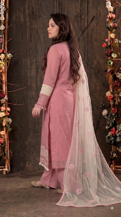 Premium Designer Dusty Pink Kota Pakistani Suit with Elegant Embroidery