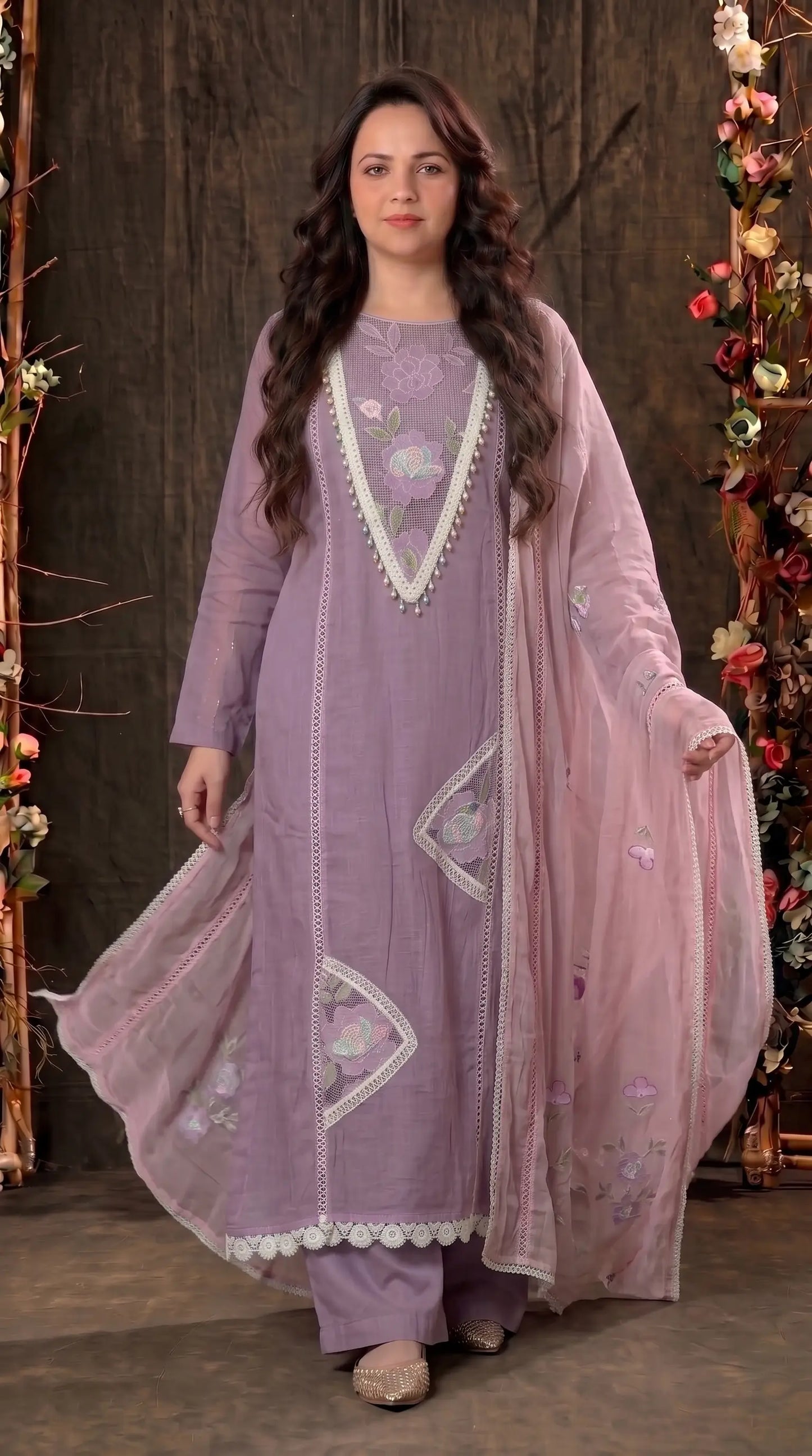 Lilac Bloom Premium Designer Suit with Boutique-Style Finish