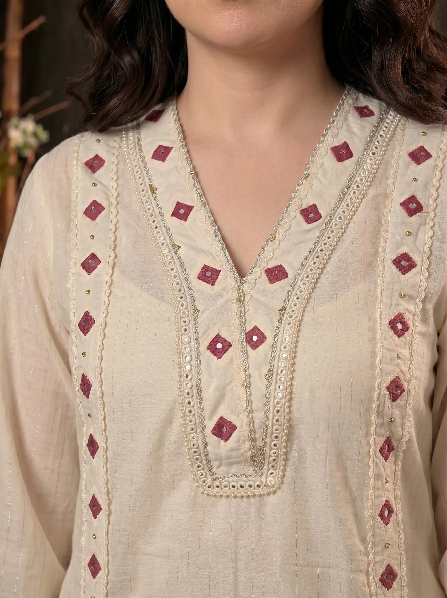 Premium Pakistani Mull Cotton Suit with Mirror & Thread Embroidery
