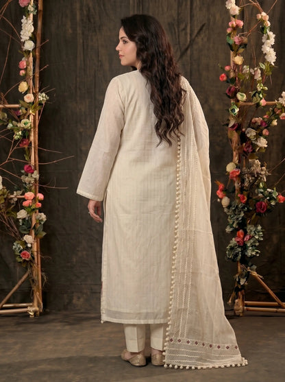 Premium Pakistani Mull Cotton Suit with Mirror & Thread Embroidery