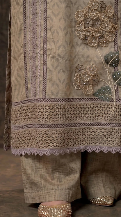 Elegant Taupe Premium Soft-Fabric Designer Suit