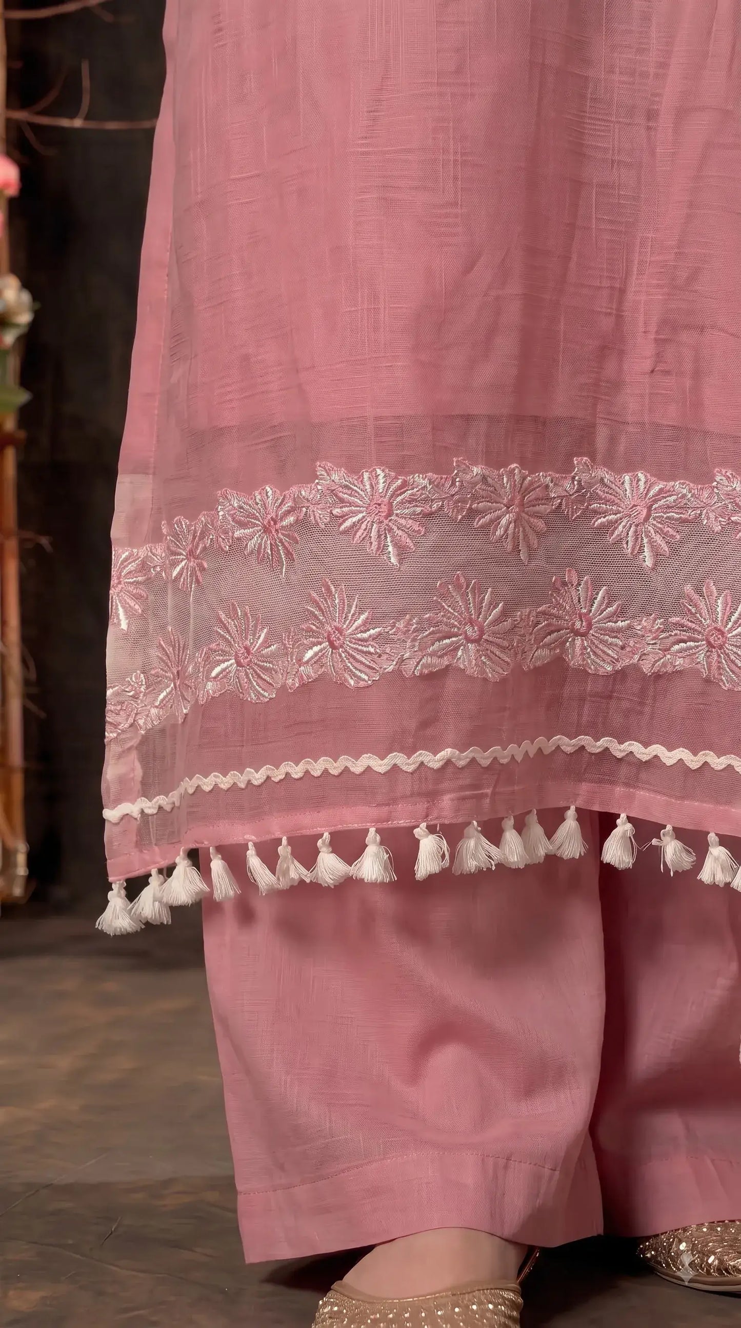 Premium Designer Dusty Pink Kota Pakistani Suit with Elegant Embroidery