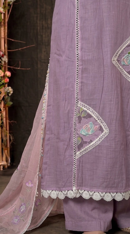 Lilac Bloom Premium Designer Suit with Boutique-Style Finish
