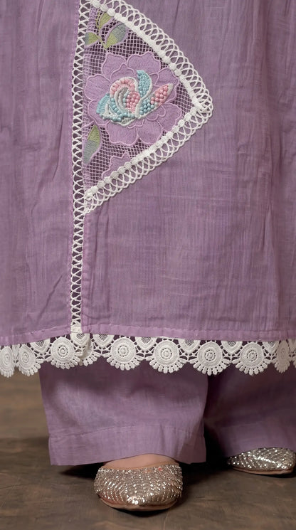 Lilac Bloom Premium Designer Suit with Boutique-Style Finish